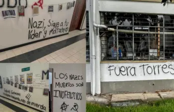 Los grafitis amenazantes han sido pintados en paredes de las sedes de la Universidad Nacional. FOTO CORTESÍA