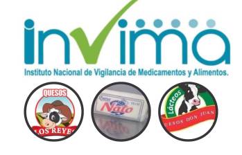Las marcas involucradas son “Lácteos Los Ñatos”, “Lácteos Reyes / Prolácteos del Puerto” y “Don Juan - El Tebol”. FOTO: INVIMA Y REDES SOCIALES DE LAS MARCAS.