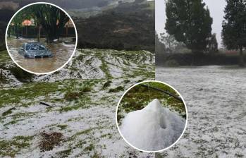 Las fuertes lluvias de este lunes dejaron granizadas en varios municipios de Antioquia. En San Pedro de los Milagros, Belmira y Santa Rosa de Osos, el granizo cubrió calles y campos. Foto: redes sociales