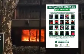 Cartel de los encapuchados que habrían incendiado una oficina dentro del Politécnico Jaime Isaza Cadavid.