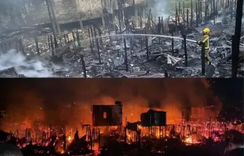 Incendio de gran magnitud dejó al menos 30 viviendas destruidas en Quibdó, Chocó. FOTO: Cortesíaa