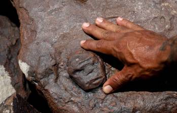 Los grabados, en su mayoría rostros humanos, fueron esculpidos sobre piedra hace más de 2.000 años. FOTO: AFP.