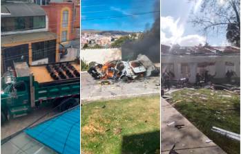 El vehículo de carga fue abandonado en el barrio Alcalá, en inmediaciones del Batallón de Infantería N.° 1 Simón Bolívar en Tunja. FOTOS: Tomadas de redes sociales