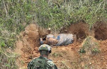 Artefacto con explosivos en zona rural del Caquetá. Foto: FF MM
