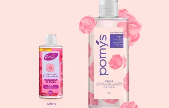 La presentación antes y después del producto Agua Micelar Rosas de Pomys. FOTO: Tomada de Instagram @pomystecuida