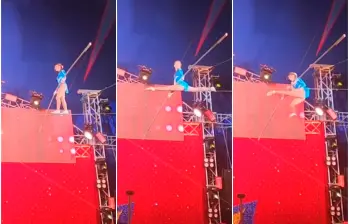 Secuencia del momento del accidente de la trapecista durante su presentación en el Circo Hermanos Gasca de Cali. FOTOS: Capturas de video