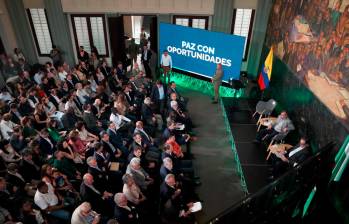 El presidente, Gustavo Petro, habló durante 23 minutos ante la Asamblea General de Afiliados de Proantioquia que se reunió en Medellín. FOTO Cortesía