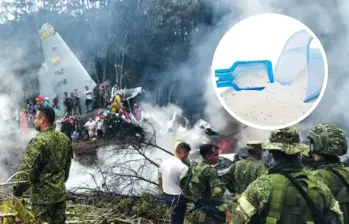 El avión Hércules de las Fuerzas Militares que se precipitó a tierra en Puerto Leguízamo (Putumayo) llevaba 128 personas entre tripulantes, miembros de la Policía y del Ejército. FOTO: AFP y cortesía 