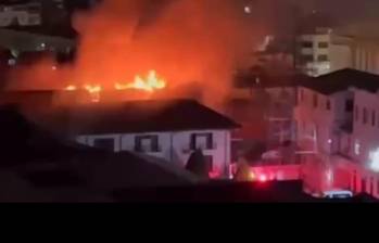 Emergencia tras incendio en el Comando de la Policía Metropolitana de Bucaramanga. FOTO: Captura de video 