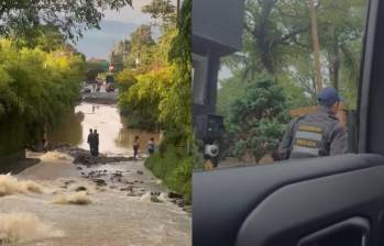 A la izquierda, como quedó una vía en el sector de Los Balsos. A la derecha, el cobro que están haciendo en una unidad residencial. FOTOS: CAPTURAS DE VIDEO.