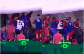 El futbolista antioqueño Sebastián Gómez fue expulsado al final del partido, según informó el juez central. FOTOS: CAPTURA DE VIDEO