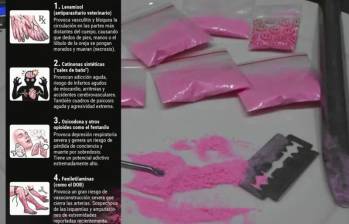El 2CB, conocido como la droga de las élites, se extendió rápidamente por discotecas y eventos de música electrónica en ciudades como Medellín, Bogotá y Cali, donde más circula. Luego comenzó su declive con la aparición de mezclas cada vez más peligrosas. FOTO: Policía Nacional.