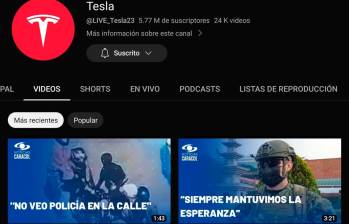 Desde este miércoles el canal de Noticias Caracol en Youtube está siendo suplantado por ciberdelincuentes. FOTO: CAPTURA DE PANTALLA