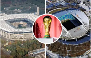 La Federación Alemana analiza la viabilidad de una candidatura que aproveche su “maquinaria perfecta” de estadios y logística, marcando su territorio frente a las futuras sedes en Arabia Saudí y Marruecos. FOTO: DFB, Getty y Europa Press