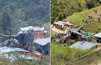 Un helicóptero del Ejército cayó sobre una casa en zona rural de Anorí, Antioquia. Foto: captura de video - cortesía