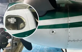 El avión de la Policía Nacional fue atacado con ráfagas de fusil durante el despegue en Ocaña, Norte de Santander; la aeronave logró aterrizar de forma segura en Bogotá. Foto: redes sociales