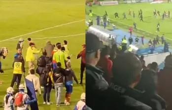 El partido entre Deportivo Pasto vs Deportes Tolima terminó en desmanes provocados por la hinchada local. Fotos: Capturas videos redes sociales 