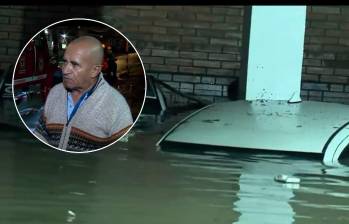 El señor Miguel Pinzón Fandiño casi se ahoga tras quedar atrapado en un parqueadero inundado en Bogotá. FOTOS: Capturas de video