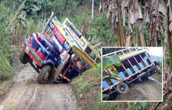 Así quedó el camión afectado tras el incidente vial. FOTO: imagen tomada de redes.