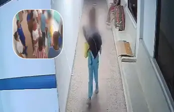 Una mujer intentó robar un bebé de un hospital en Magangué, Bolívar. El caso quedó registrado en cámaras de seguridad. FOTO: Captura de video 