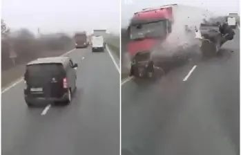 Al menos siete personas, aficionados del Paok de Salónica (Grecia), murieron en un accidente de tráfico registrado en el oeste de Rumanía. FOTO: Captura video de redes sociales @AlertaMundoNews
