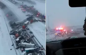 Mal tiempo en Indiana, Estados Unidos, provocó un choque múltiple de alrededor de 45 carros. FOTOS: Capturas de video 