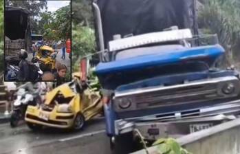 Así quedaron los vehículos involucrados en el suceso. FOTO: Cortesía Denuncias Antioquia