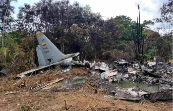 El avión de la Fuerza Aeroespacial Colombiana se accidentó el 23 de marzo de este año. Foto: AFP