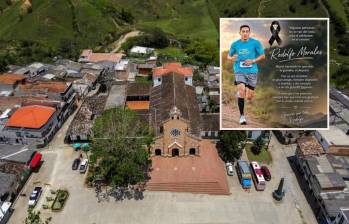 Adelante, el joven fallecido en Alejandría. Atrás, panorámica del pueblo donde ocurrió el suceso. Foto: Andrés Camilo Suárez Echeverry e imagen tomada de redes.