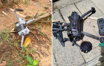 Según una publicación en X, estos serían dos de los drones derribados por el Ejército Nacional Foto: redes sociales.