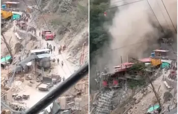 Con un reporte preliminar de 20 personas heridas, las autoridades y organismos de socorro atienden a esta hora una grave emergencia provocada por una explosión en la mina San Pedro de Marmato. FOTO: Captura de video de redes sociales