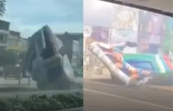 Video | Susto en Bogotá: saltarín inflable salió volando por la avenida Guayacanes. Foto: redes sociales