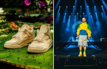 Los zapatos inspirados en algunos elementos de la Amazonía colombiana. Son una nueva colaboración de Balvin con la marca. Fotos: Cortesía.