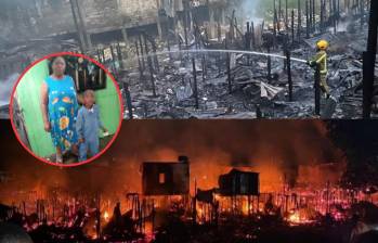 Incendio de gran magnitud dejó al menos 30 viviendas destruidas en Quibdó, Chocó. FOTO: Cortesíaa