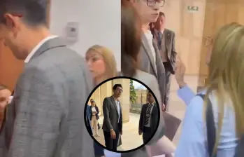El ministro Daniel Rojas le huyó a la representante Catherine Juvinao quien le exigió luego del debate sobre el presupuesto de educación sobre los subsidios para los jóvenes beneficiarios del Icetex. Fotos: Captura de videos
