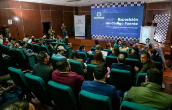 El registrador delegado Jaime Hernando Suárez realizó la presentación del código fuente del software de preconteo y escrutinios para las elecciones de Congreso y Presidencia que se llevarán acabo el próximo 8 de marzo. FOTO: COLPRENSA