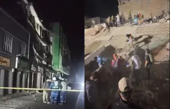 En la noche, ciudadanos se reunieron en un punto con grúas y en cadena para remover escombros y en otro lado habían rescatistas escuchando voces para identificar sobrevivientes. Fotos: Capturas video Blu Radio y redes sociales