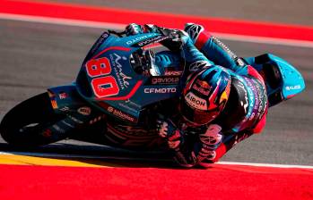 El colombiano David Alonso en acción en el Gran Premio de Aragón. Este fin de semana buscará un nuevo podio en Moto2. FOTO TOMADA X@AsparTeam