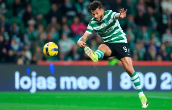 El delantero colombiano Luis Javier Suárez suma 31 goles en 40 partidos disputados esta temporada con el Sporting de Lisboa. De ellos, cuatro han sido en la Liga de Campeones de la Uefa. Foto: AFP
