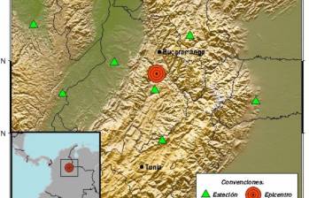 Temblor en Los Santos, Santander, este domingo 26 de enero de 2025. FOTO: Servicio Geológico Colombiano 