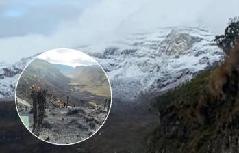 En el Nevado del Ruiz la nieve sorprendió, sobre todo porque el parque natural sufrió semanas atrás el drama de los incendios forestales. Fotos: @Lacerteza_ y Parque Nacional Natural Los Nevados