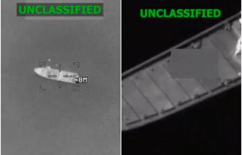 Imágenes de dos de las tres embarcaciones atacadas por Estados Unidos este lunes 16 de febrero. FOTOS: Capturas de video @Southcom 