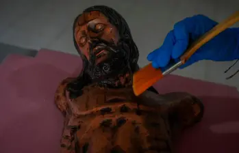 El Cristo Mutilado de Bojayá se encuentra en la iglesia San Pablo Apostol en Bellavista Nuevo. FOTO: Ministerio de las Culturas, las Artes y los Saberes 