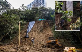 El movimiento en masa se produjo en la madrugada del lunes en el sector San José, de Sabaneta, en el punto de la obra Trrazo y la vía hacia Aires del Campo y Aires del Bosque. FOTOS: Camilo Suárez
