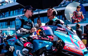 David Alonso volvió a remontar posiciones en una carrera de Moto2. Marc Márquez (círculo) es el nuevo líder de MotoGP. FOTOS: Instagram d.alonso80 y X Ducaticorse