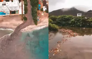 Contaminación en Santa Marta; basura del río Manzanares llega al mar. Foto: captura de video tomada de X @guillerodph