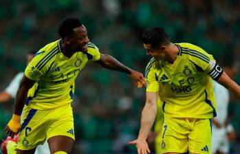 El colombiano Jhon Jáder Durán celebra uno de los dos goles que marcó en la victoria del Al Nassr, como visitante. FOTO: GETTY