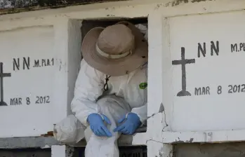 En la primera intervención en este cementerio de Caucasia se recuperaron 26 cuerpos. FOTO: UNIDAD DE BÚSQUEDA DE PERSONAS DADAS POR DESAPARECIDAS. 