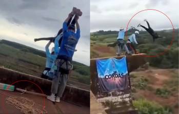 Joven murió al ser lanzada de un puente sin cuerda de seguridad durante salto extremo en Brasil. Foto: captura de video