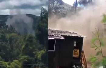 La población alertó una explosión y una nube de humo en la mina La Carbonera. Foto: captura video redes sociales